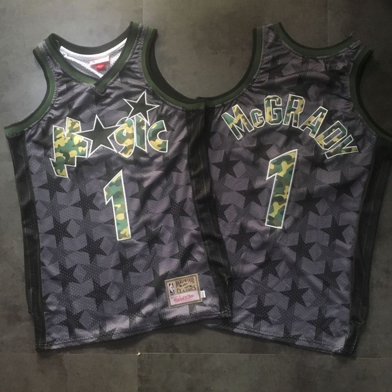 Men Orlando Magic #1 Mcgrady Black Trowback Camo Swingman NBA Jersey->milwaukee bucks->NBA Jersey